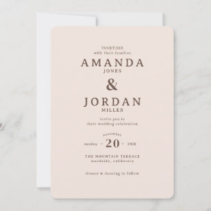 Elegant Beige Minimalist Wedding Invitation