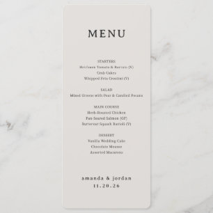 Elegant Beige Minimalist Wedding Menu