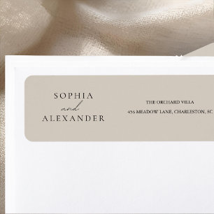 Elegant Beige Minimalist Wedding Return Address Label