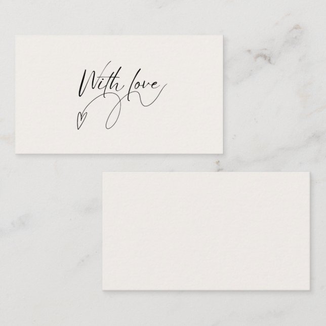Elegant Beige Minimalist With Love Script Card (Front/Back)