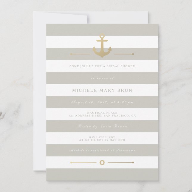 Elegant Beige Nautical Bridal Shower Invite (Front)