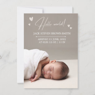 Elegant Beige Neutral Newborn Announcement Card