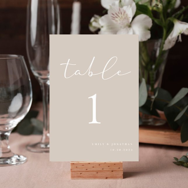 Elegant Beige Neutral Wedding Table Number (Creator Uploaded)