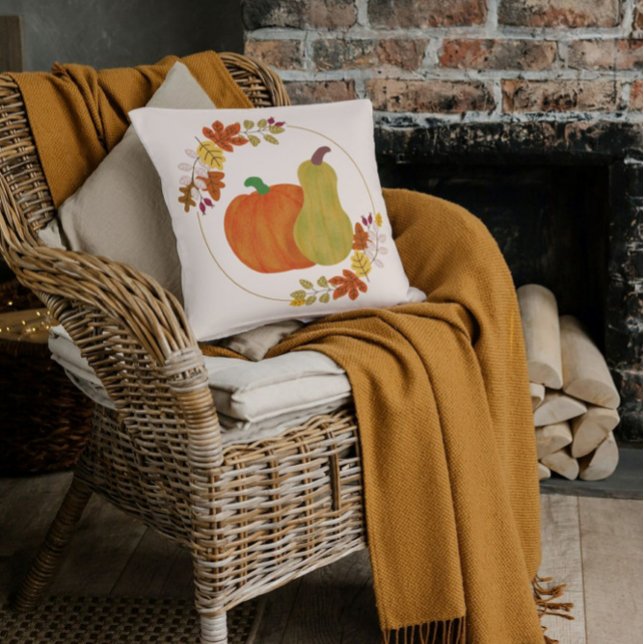 Elegant Beige Orange Fall Autumn Seasonal Pumpkin  Cushion (Creator Uploaded)