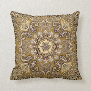 Elegant beige Paisley Pattern Cushion
