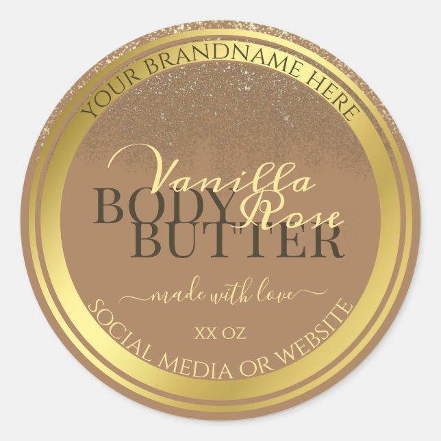 Elegant Beige Product Packaging Labels Gold Frame (Front)