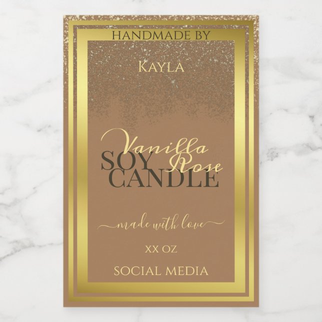 Elegant Beige Product Packaging Labels Gold Frame (Single Label)