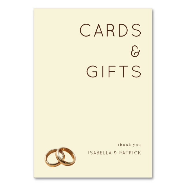 Elegant Beige Rings Table Number (Front)