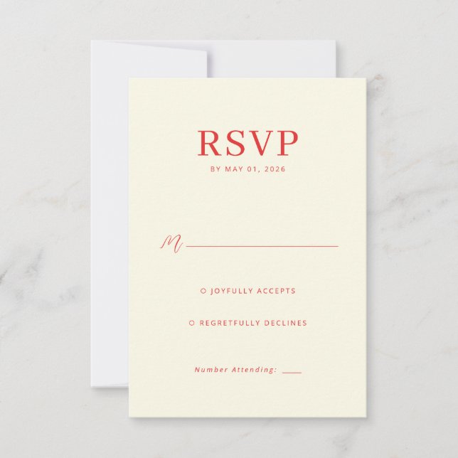Elegant Beige RSVP Card (Front)