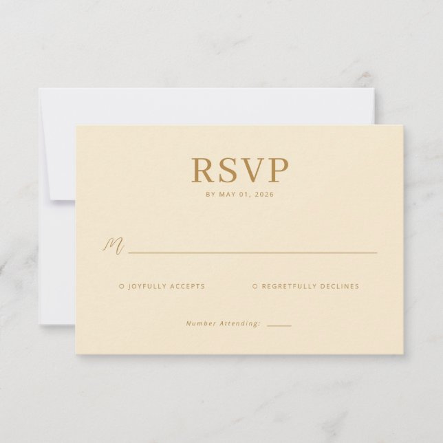 Elegant Beige RSVP Card (Front)