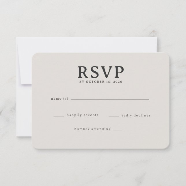 Elegant Beige RSVP Card (Front)