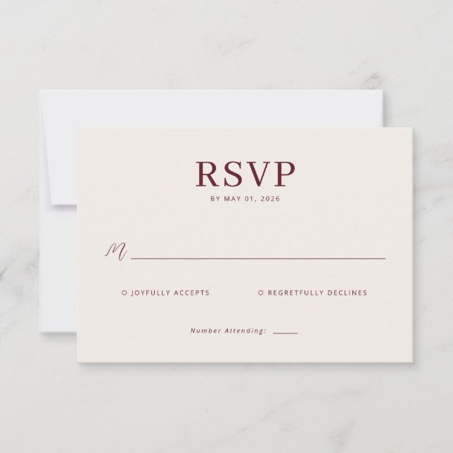 Elegant Beige RSVP Card (Front)