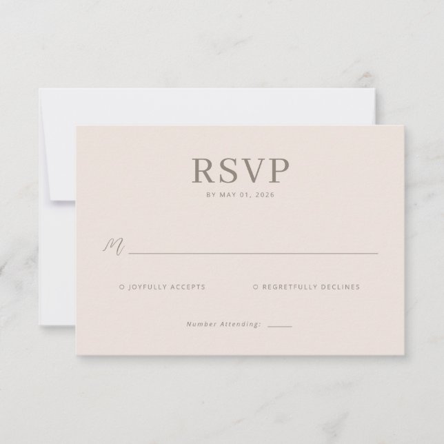 Elegant Beige RSVP Card (Front)