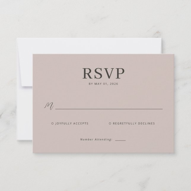 Elegant Beige RSVP Card (Front)