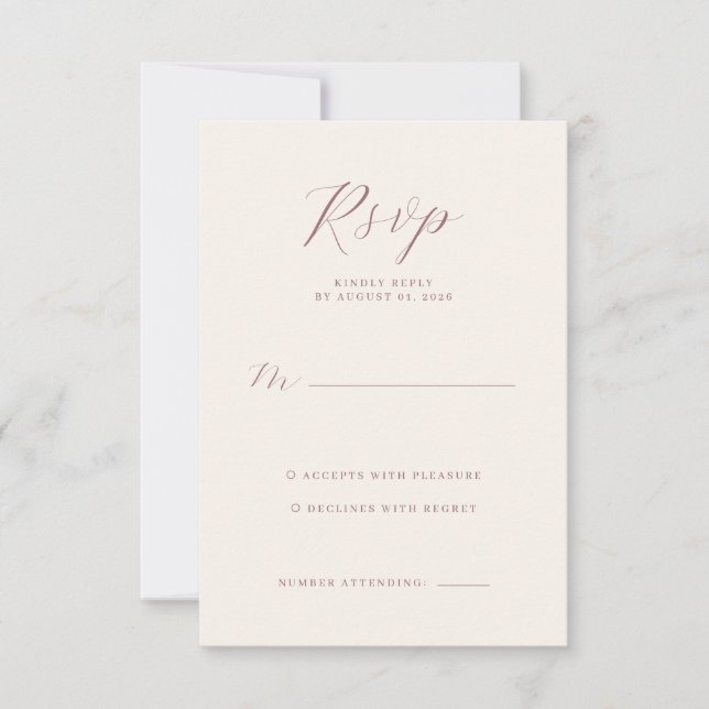 Elegant Beige RSVP Card (Front)