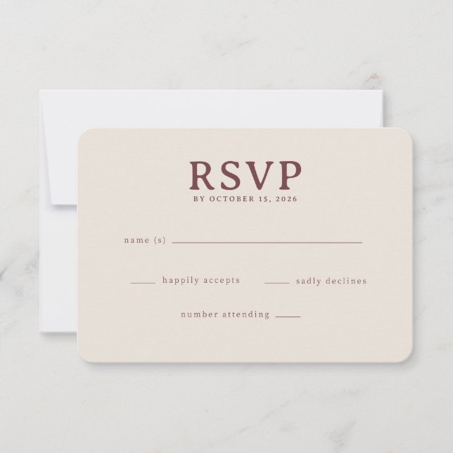 Elegant Beige RSVP Card (Front)