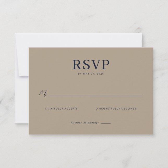 Elegant Beige RSVP Card (Front)