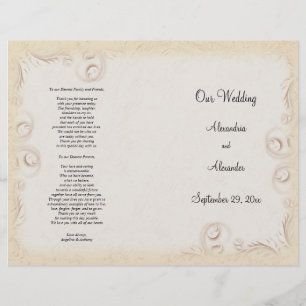 Elegant Beige Scrollwork Wedding Program