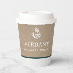 Elegant Beige Speciality Coffee Shop Logo Paper Cu Cups