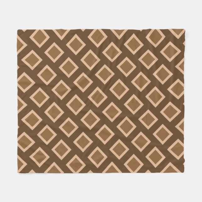 Elegant Beige Square Pattern Fleece Blanket (Front (Horizontal))