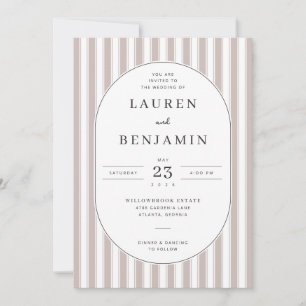 Elegant Beige Striped Wedding Invitation