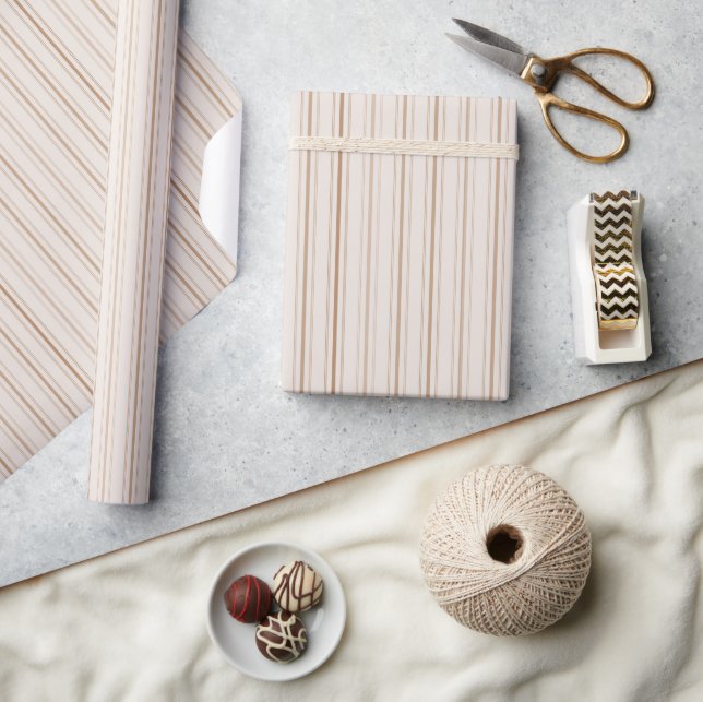 Elegant Beige Stripes Wrapping Paper Roll (Crafts)