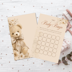 Elegant Beige Teddy Bear Baby Bingo Game