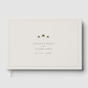 Elegant Beige Tropical Palm Tree Wedding Guest Book
