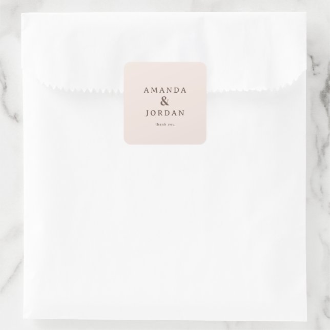 Elegant Beige Typographic Square Sticker (Bag)