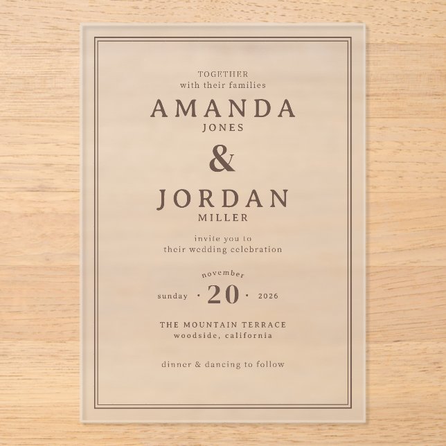 Elegant Beige Typographic Wedding Invitation (Front)