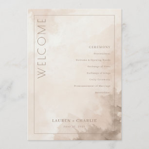 Elegant Beige Watercolor Ceremony Schedule Program