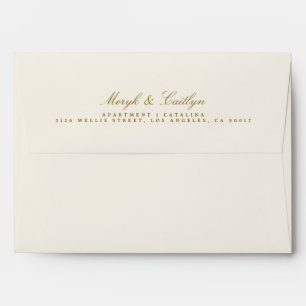 Elegant Beige Wedding Calligraphy Save the Date Envelope