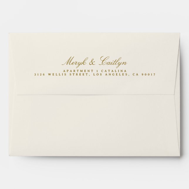 Elegant Beige Wedding Calligraphy Save the Date Envelope (Back (Top Flap))