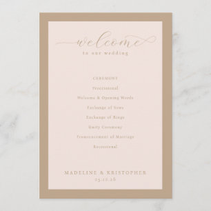 Elegant Beige Wedding Ceremony Program