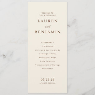 Elegant Beige Wedding Ceremony Program