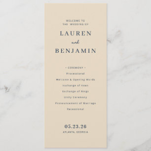 Elegant Beige Wedding Ceremony Program
