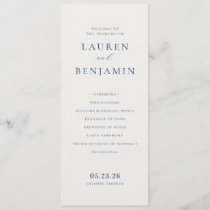 Elegant Beige Wedding Ceremony Schedule Program