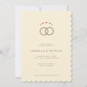 Elegant Beige Wedding Rings Invitation