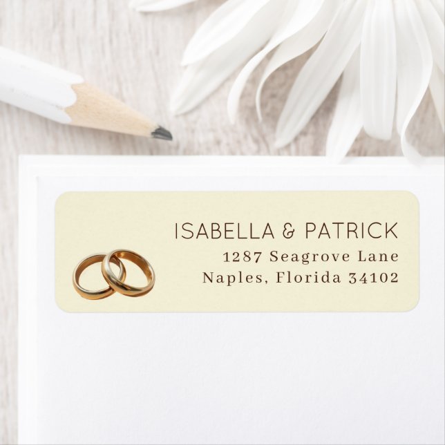 Elegant Beige Wedding Rings Return Address Label (Insitu)