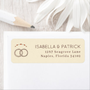 Elegant Beige Wedding Rings Return Address Label