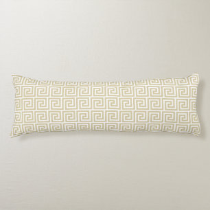Elegant Beige & White Greek Pattern Body Cushion
