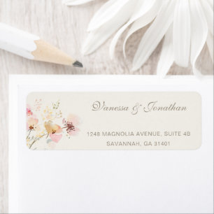 Elegant Beige Wildflowers Wedding Return Address Label