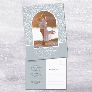 Elegant Believe Christmas Photo Holiday Postcard