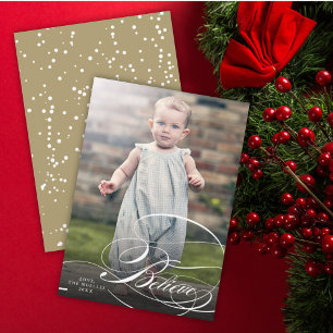Elegant Believe Swash Christmas Holiday Photo Card