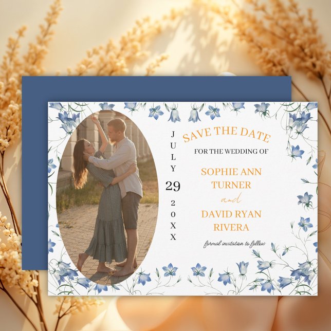 Elegant Bellflower Wedding Photo Save The Date (Creator Uploaded)