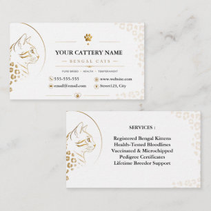 Elegant Bengal Cat Cattery Custom Business Card