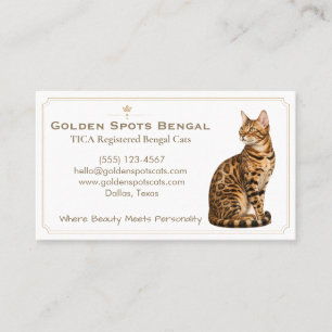 Elegant Bengal Cat Cattery Customisable  Business Card