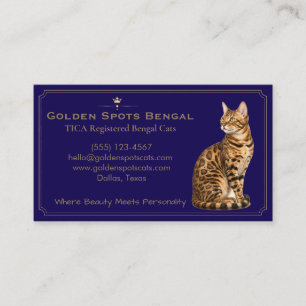 Elegant Bengal Cat Cattery Customizable Business Card