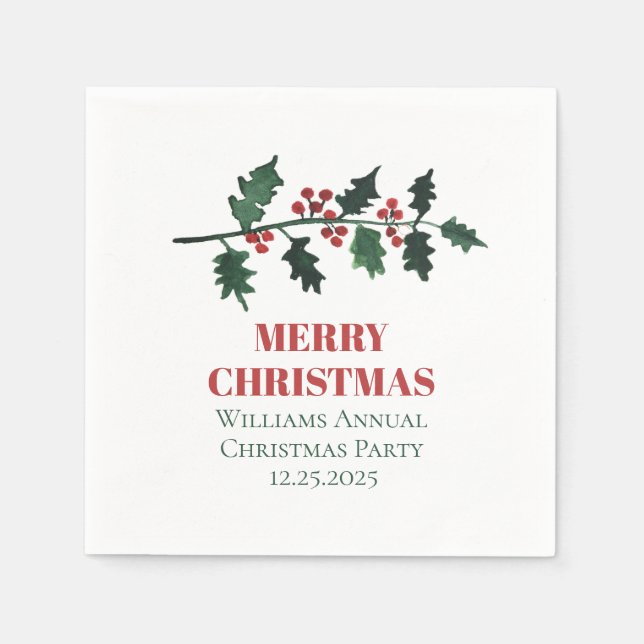 Elegant Berries Christmas Botanical Simple Napkin (Front)