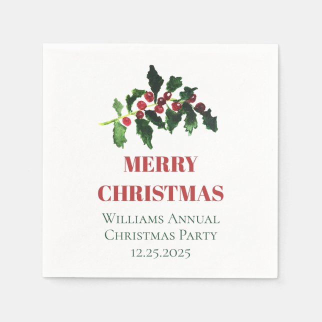 Elegant Berries Christmas Botanical Simple Napkin (Front)